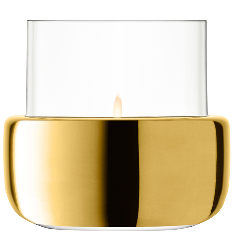 Aurum Tealight/Vase, H8.5 cm, Clear/Gold