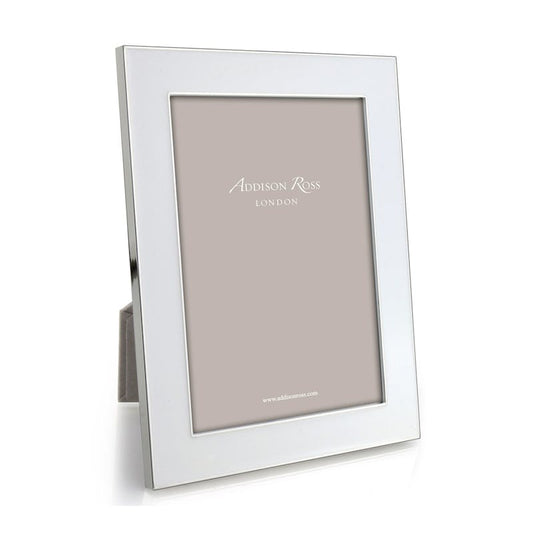 Enamel Range Photograph Frame, 5 x 7", White With Silver Plate