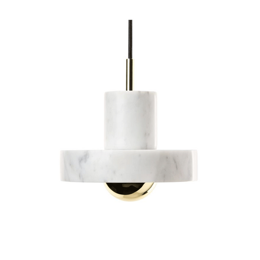 Stone LED Pendant Light, Marble & Brass