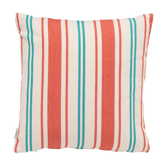Summer Stripe Hand Made Cushion, 40 x 40 cm, Red / Green / White