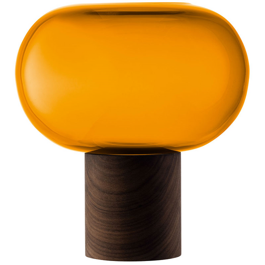 Oblate Vase, H21.5 cm, Amber/Walnut